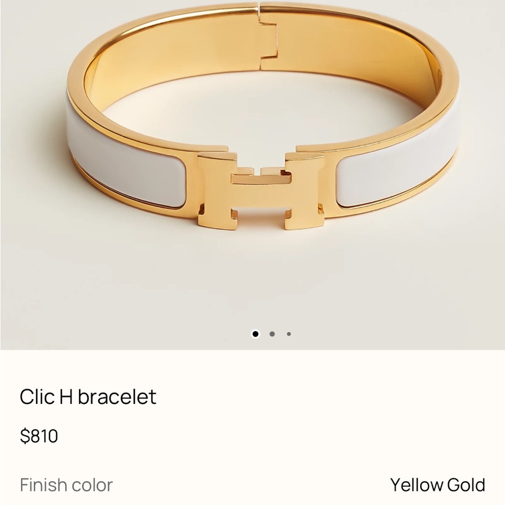 Hermes Clic H Bracelet Gold and White Enamel